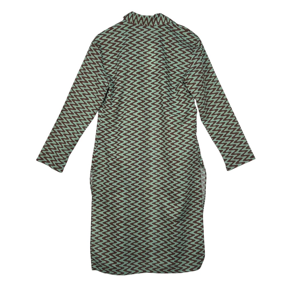 Zara Green Lizzie Shirt Dress Womens XS Long Sleeve Tie Front Midi Mod Retro - Picture 2 of 12